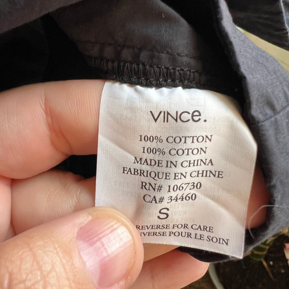 VINCE black cotton poplin mini shirt dress small - Picture 5 of 8